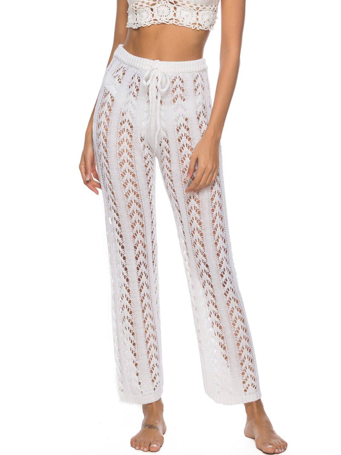 Cutout Drawstring High Waist Swim Pants - Sosea Swimwear