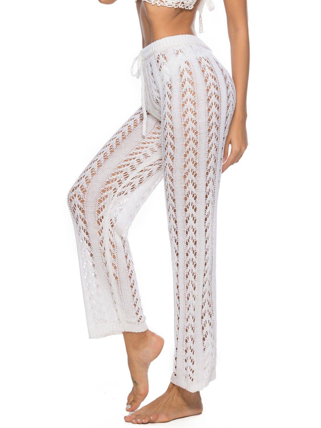 Cutout Drawstring High Waist Swim Pants - Sosea Swimwear