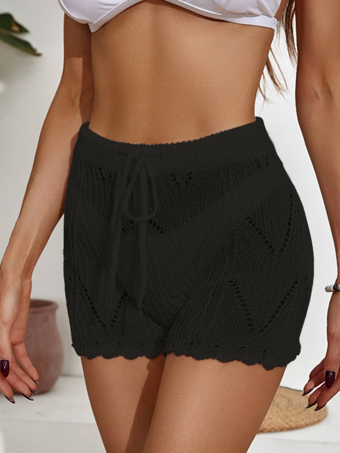 Drawstring Cutout Swim Shorts - Sosea Swimwear