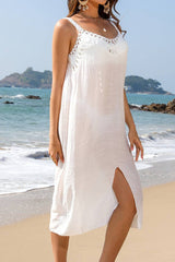 Slit Scoop Neck Wide Strap Cover Up - Sosea Swimwear